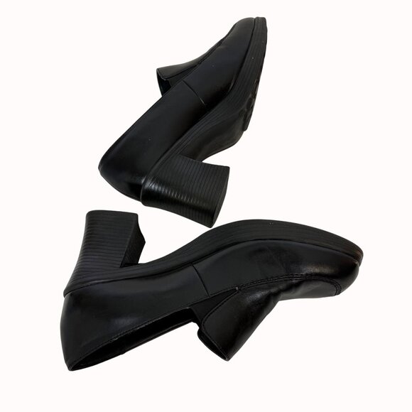 Route 66 Black Chunky Heel Loafers Vintage Y2k Platform Shoe Size 8.5 Slip On - Picture 5 of 16